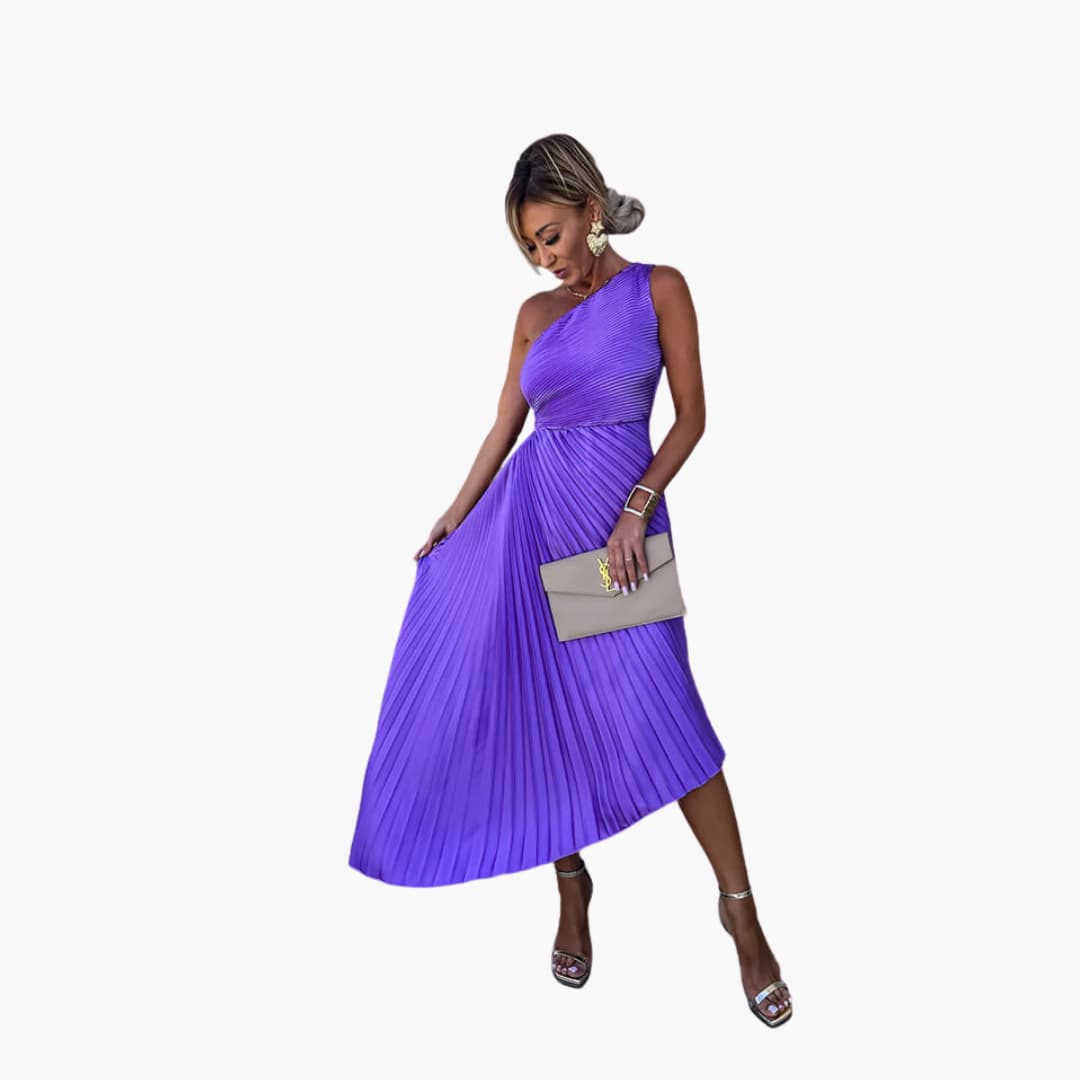 EP | Robe midi pour femme avec une épaule et un ourlet asymétrique