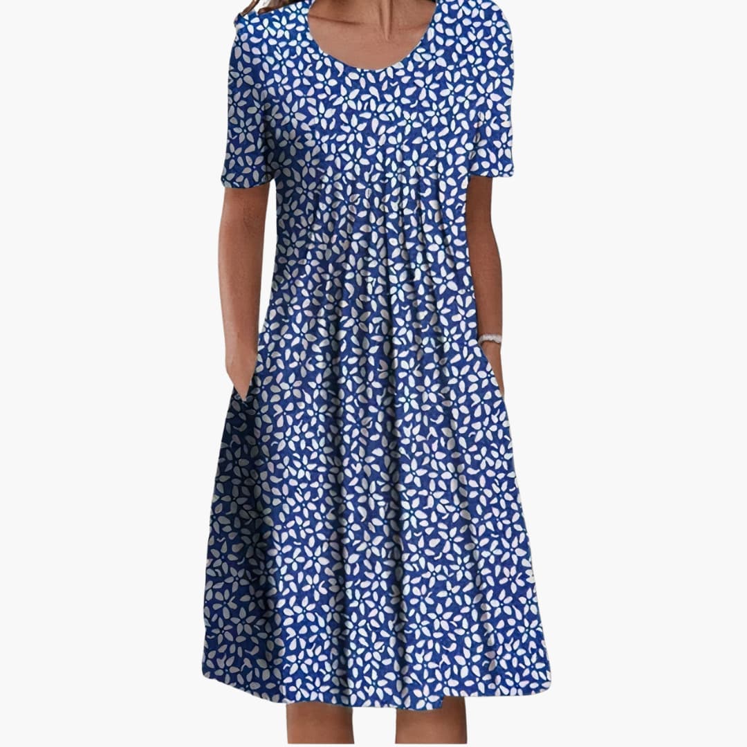 EP | Robe midi d'été pour femme avec imprimé floral et manches courtes
