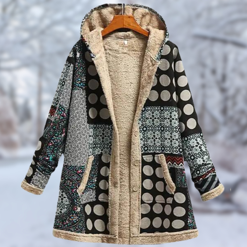 EP | Manteau d'hiver stylé avec capuche et imprimé