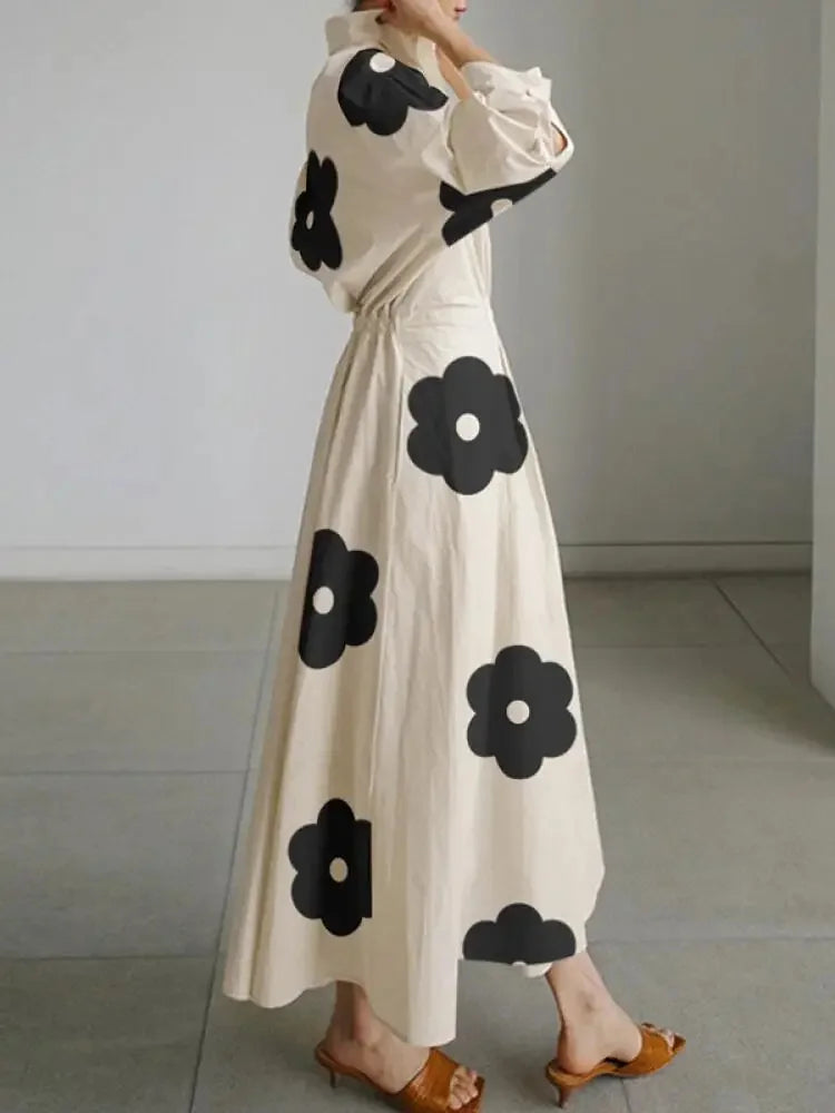 EP | Maxi-robe imprimée à taille haute avec tempérament