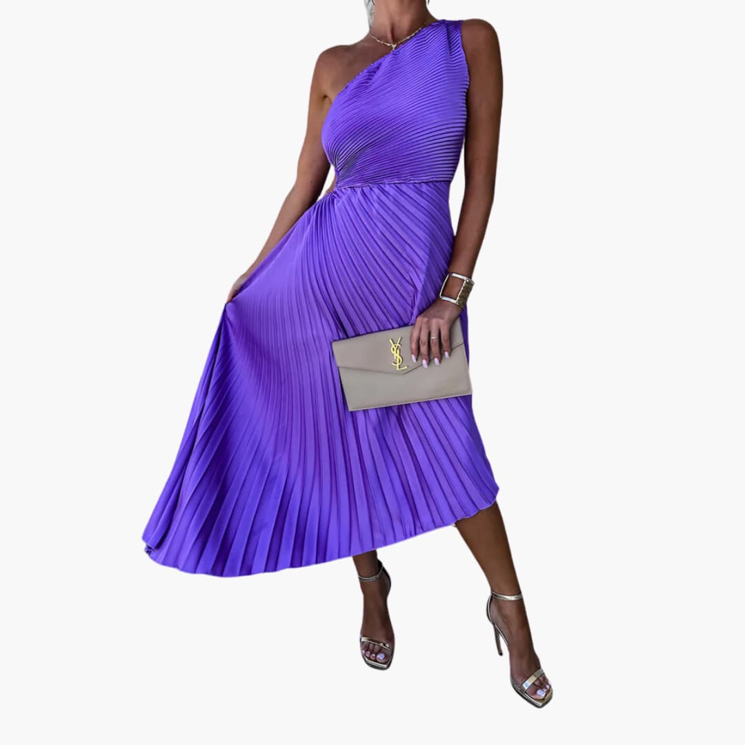 EP | Robe midi pour femme avec une épaule et un ourlet asymétrique