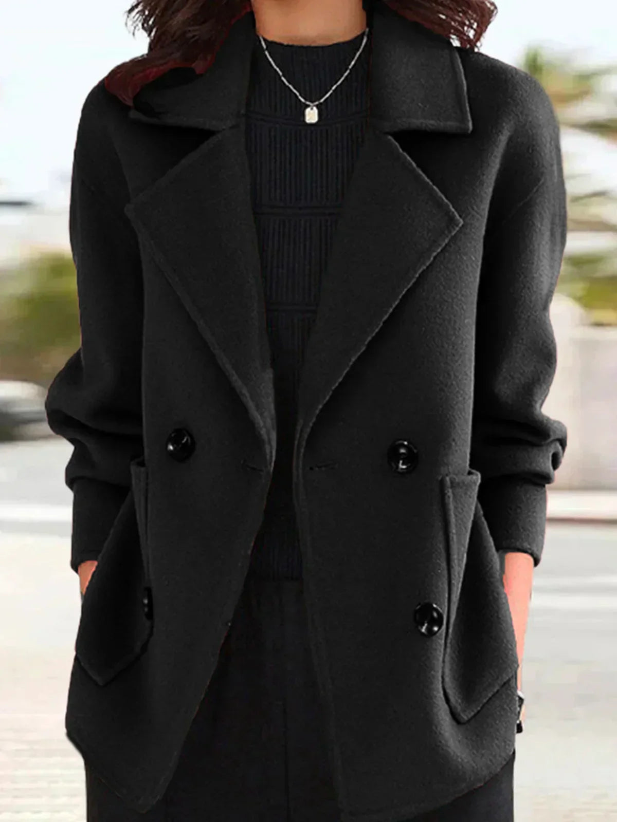 EP | Manteau décontracté à col revers Simple
