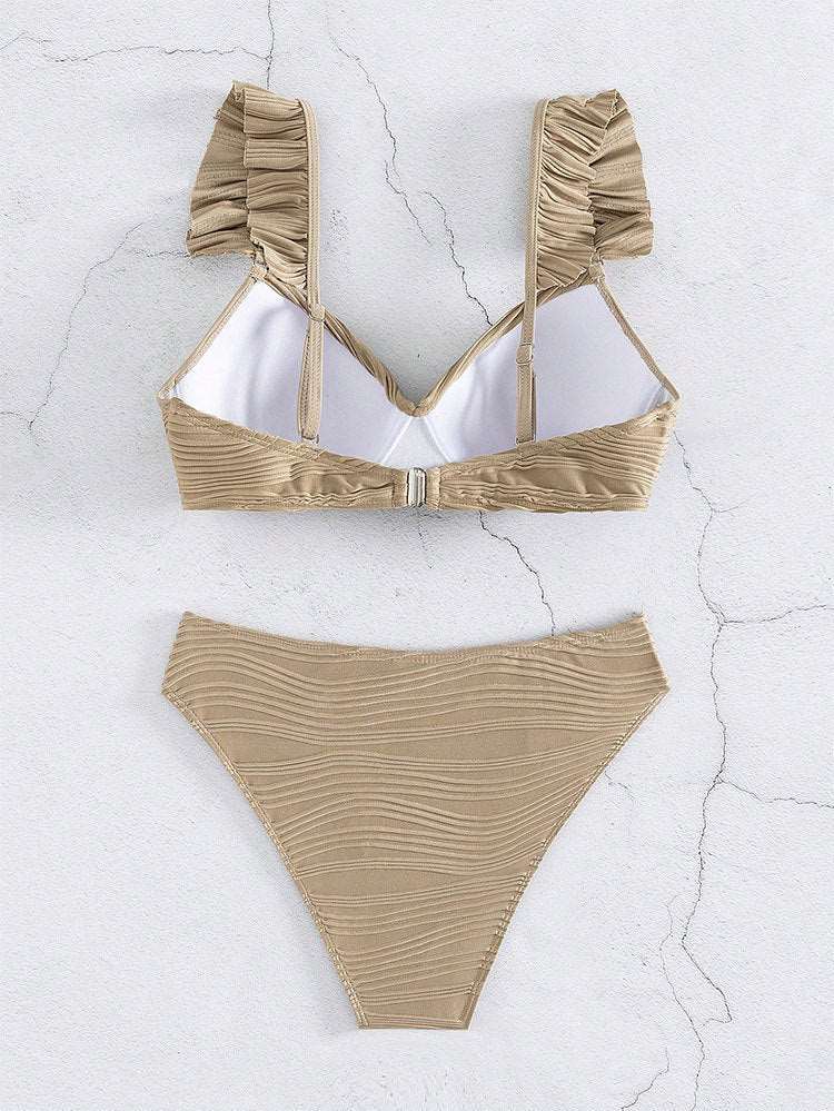 EP | Women's Solid Color Ruffled Bikini en 2 couleurs S-XL