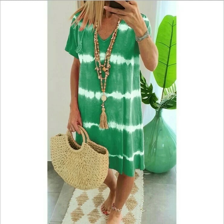 EP | robe chemise rayée tie-dye à manches courtes et coupe ample