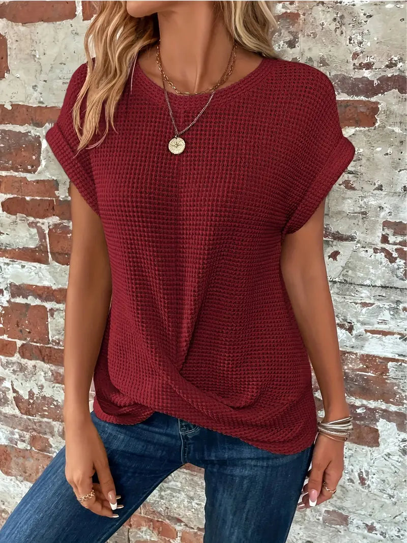 ND | Haut en tricot gaufré avec manches roulées