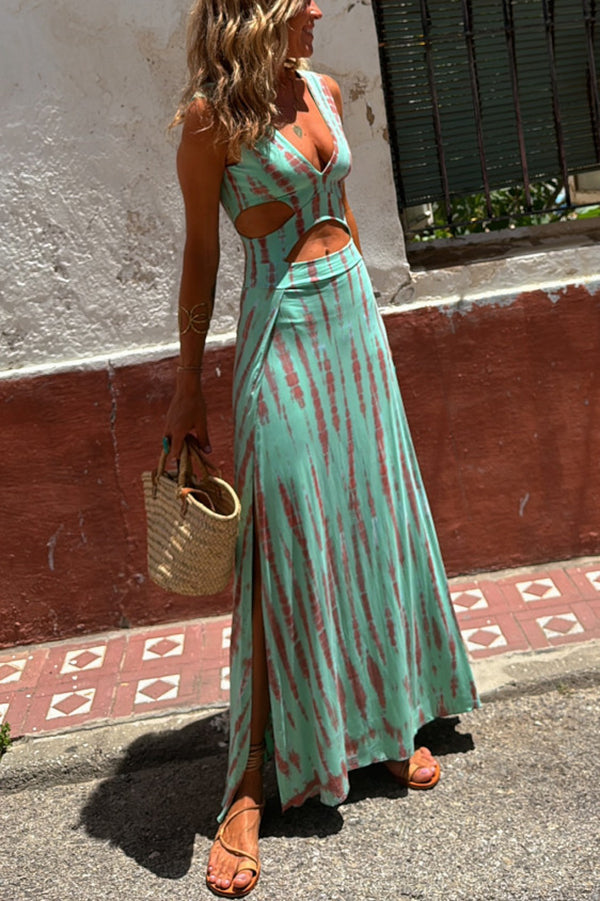 EP | Robe tie-dye stretch Eleanor avec décolleté et fente