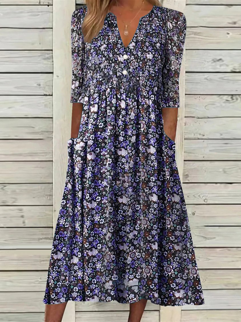 EP | Robe courte de la St Patrick avec décolleté en V tissé et motif floral Robe midi NNq20