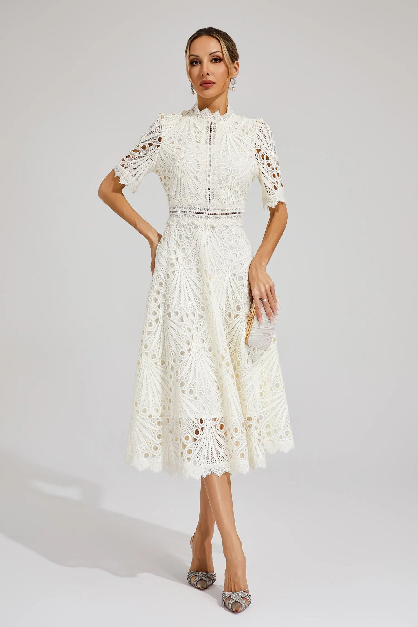 EP | Robe midi élégante en dentelle pour femme