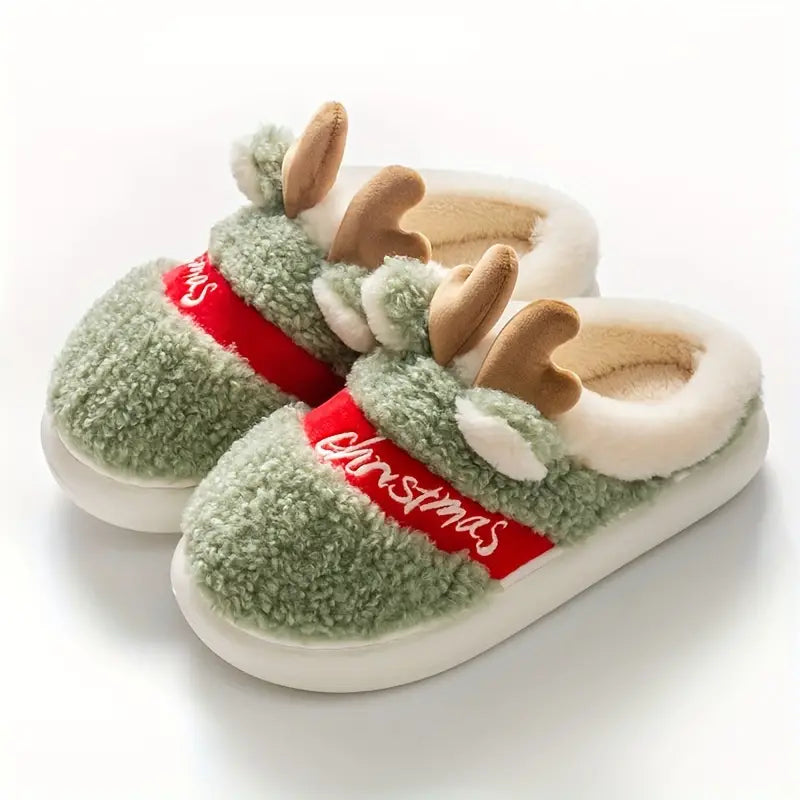 EP | FestiveHoofs™ Chaussons douillets en forme de rennes pour les fêtes de fin d'année