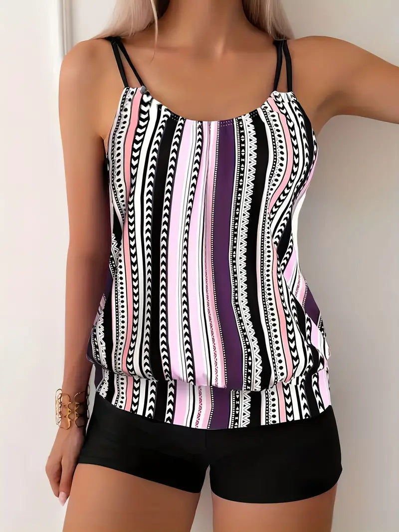 ND | Tankini rayé imprimé