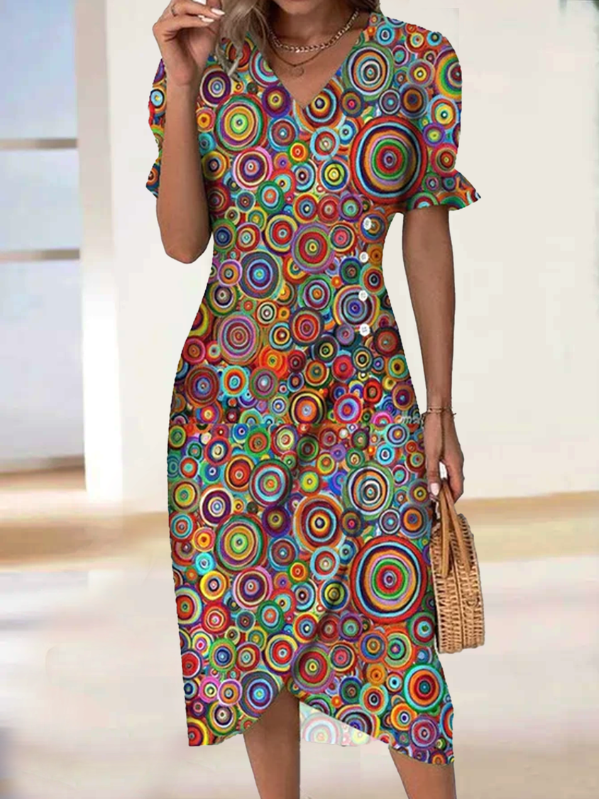 EP | Col V Multicolore Robe midi cc48