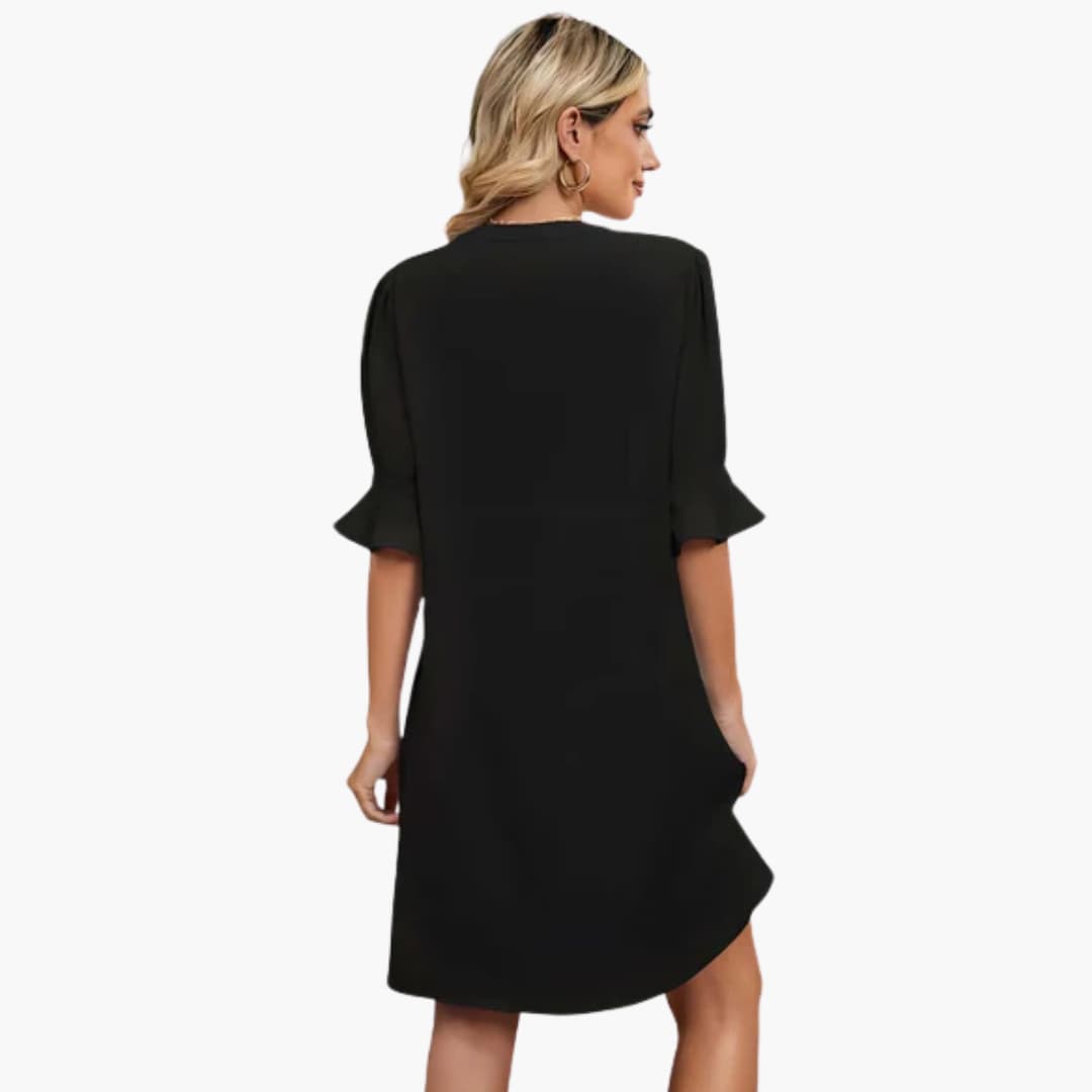 EP | Robe midi d'été pour femme avec décolleté en V et demi-manches