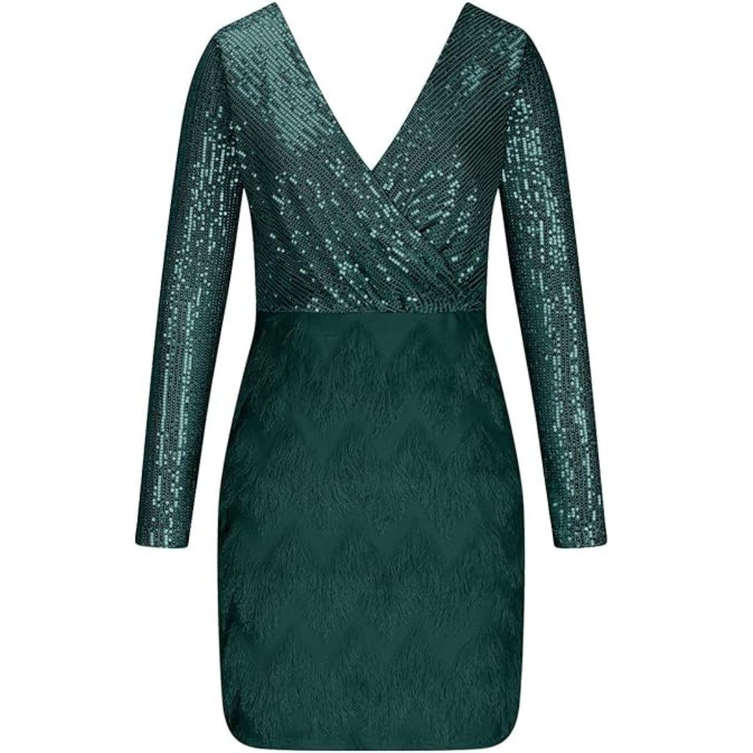 EP | Robe Heidi-Mode avec paillettes et décolleté en V