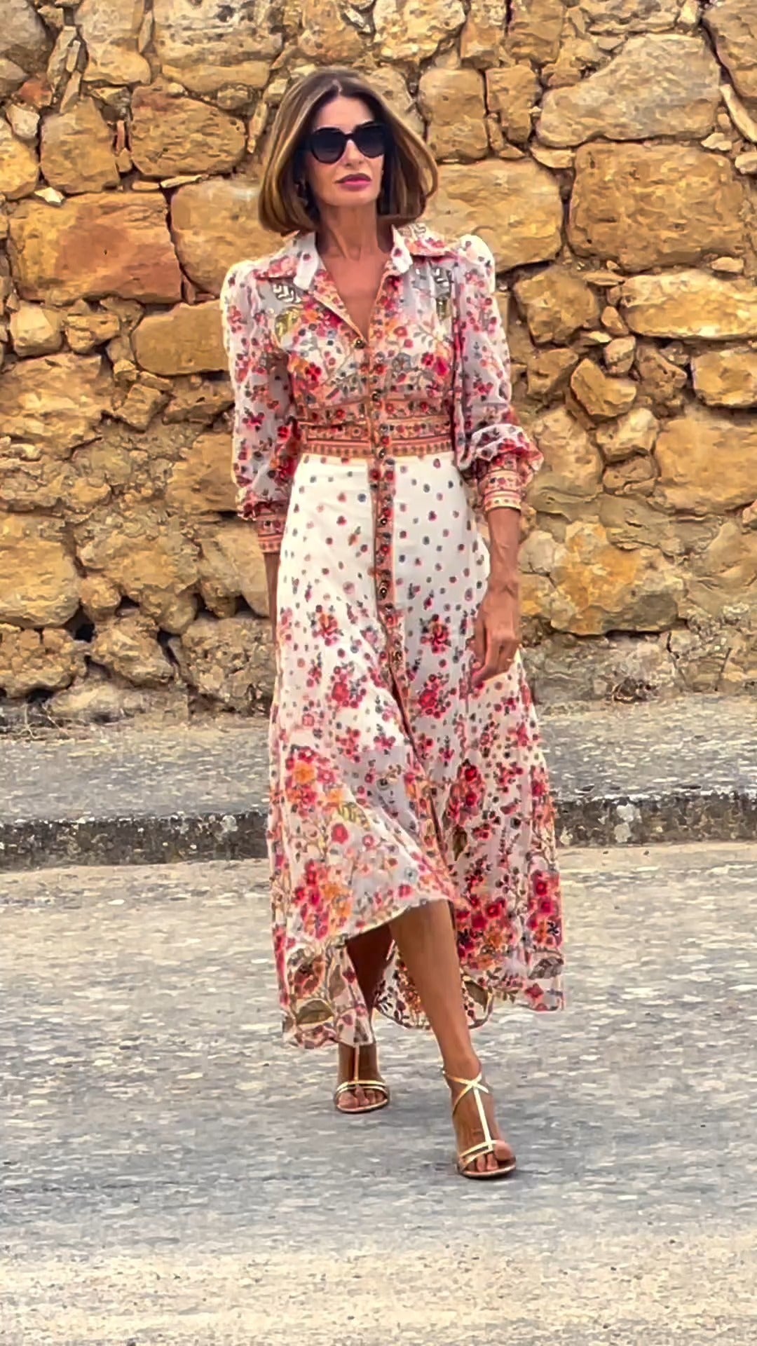 EP | Maxi-robe élégante avec imprimé floral et col