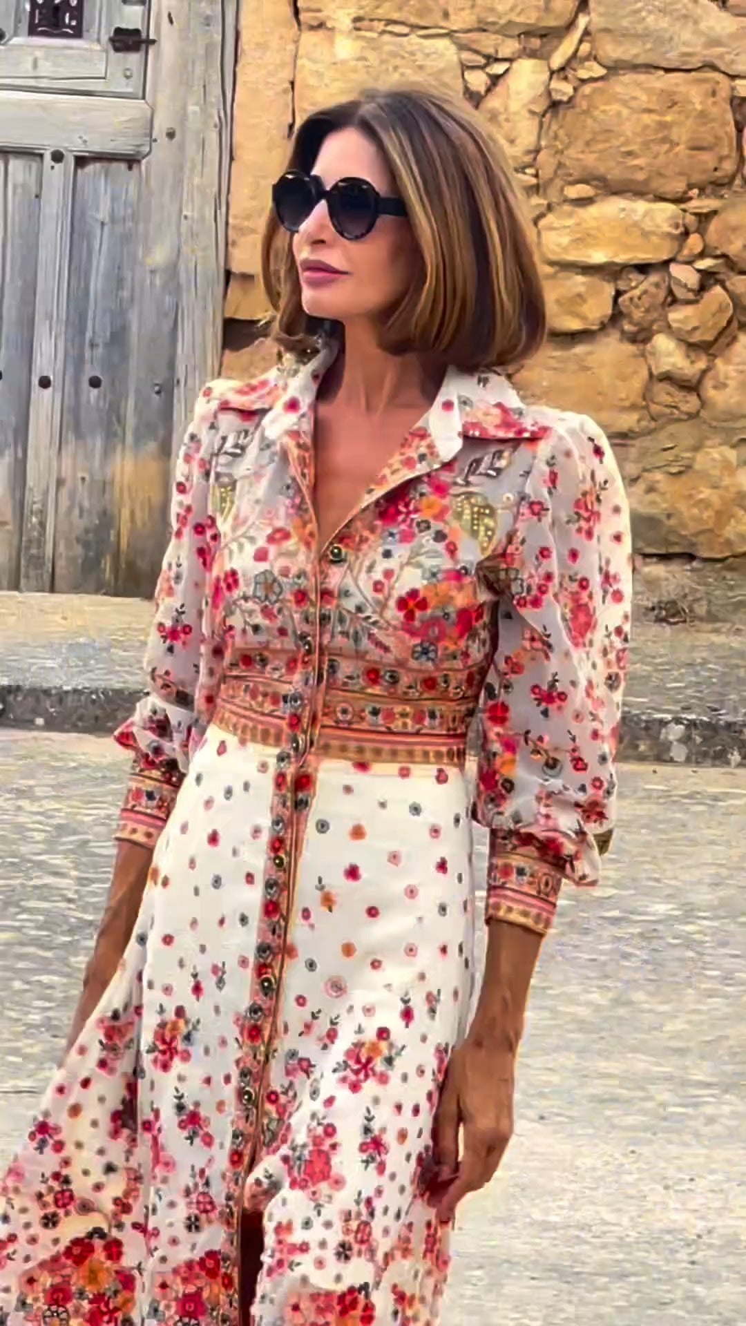 EP | Maxi-robe élégante avec imprimé floral et col
