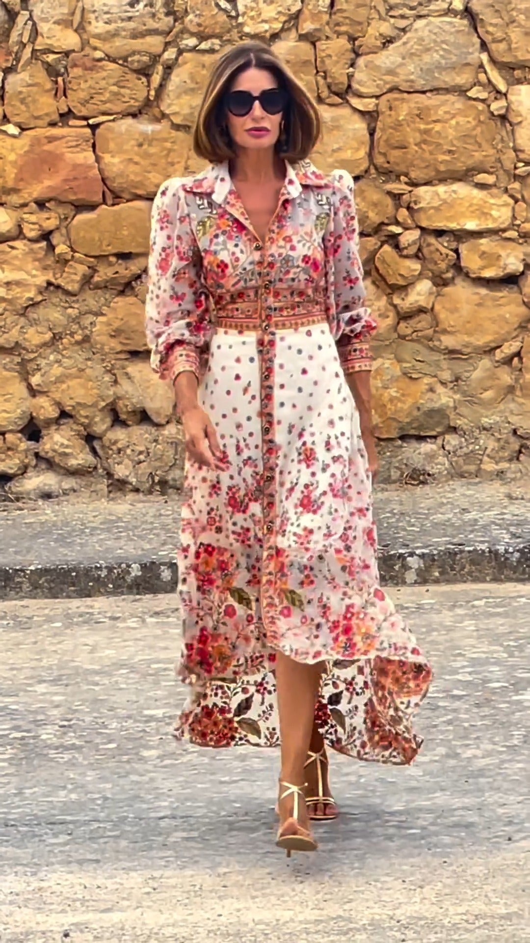EP | Maxi-robe élégante avec imprimé floral et col