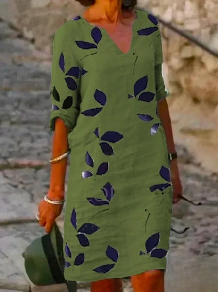 EP | Robe basique avec demi-manches et imprimé fleuri