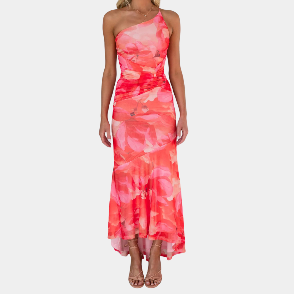 EP | Robe longue élégante pour femme avec épaules asymétriques