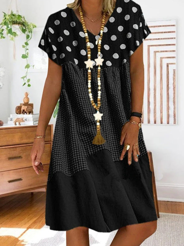 EP | Robe midi patchwork à carreaux imprimés