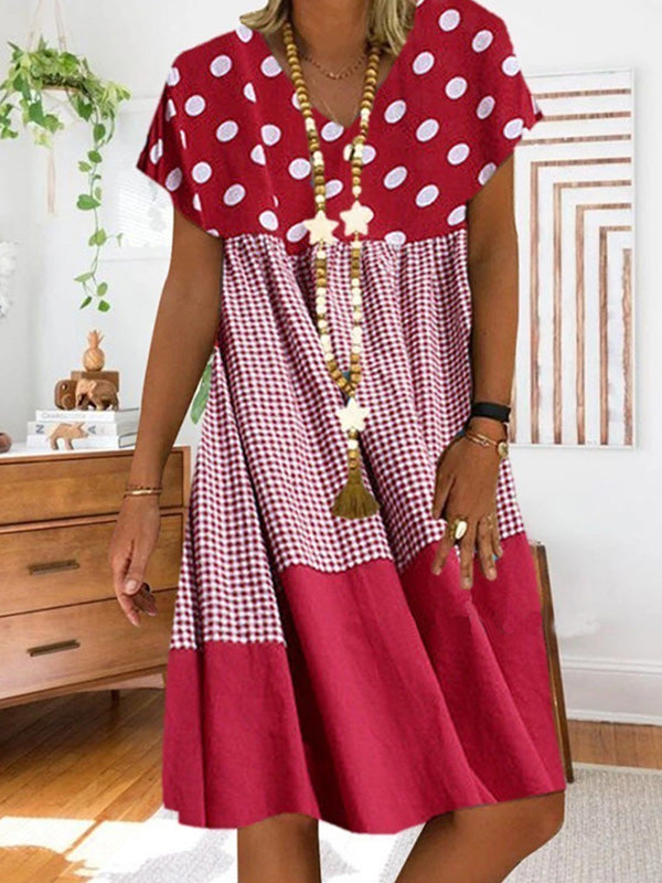 EP | Robe midi patchwork à carreaux imprimés