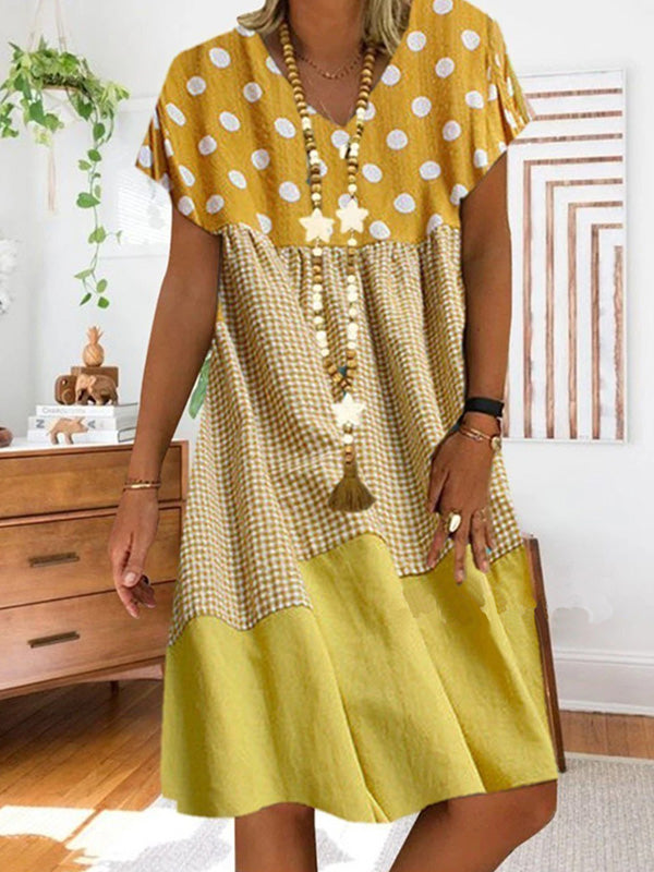 EP | Robe midi patchwork à carreaux imprimés