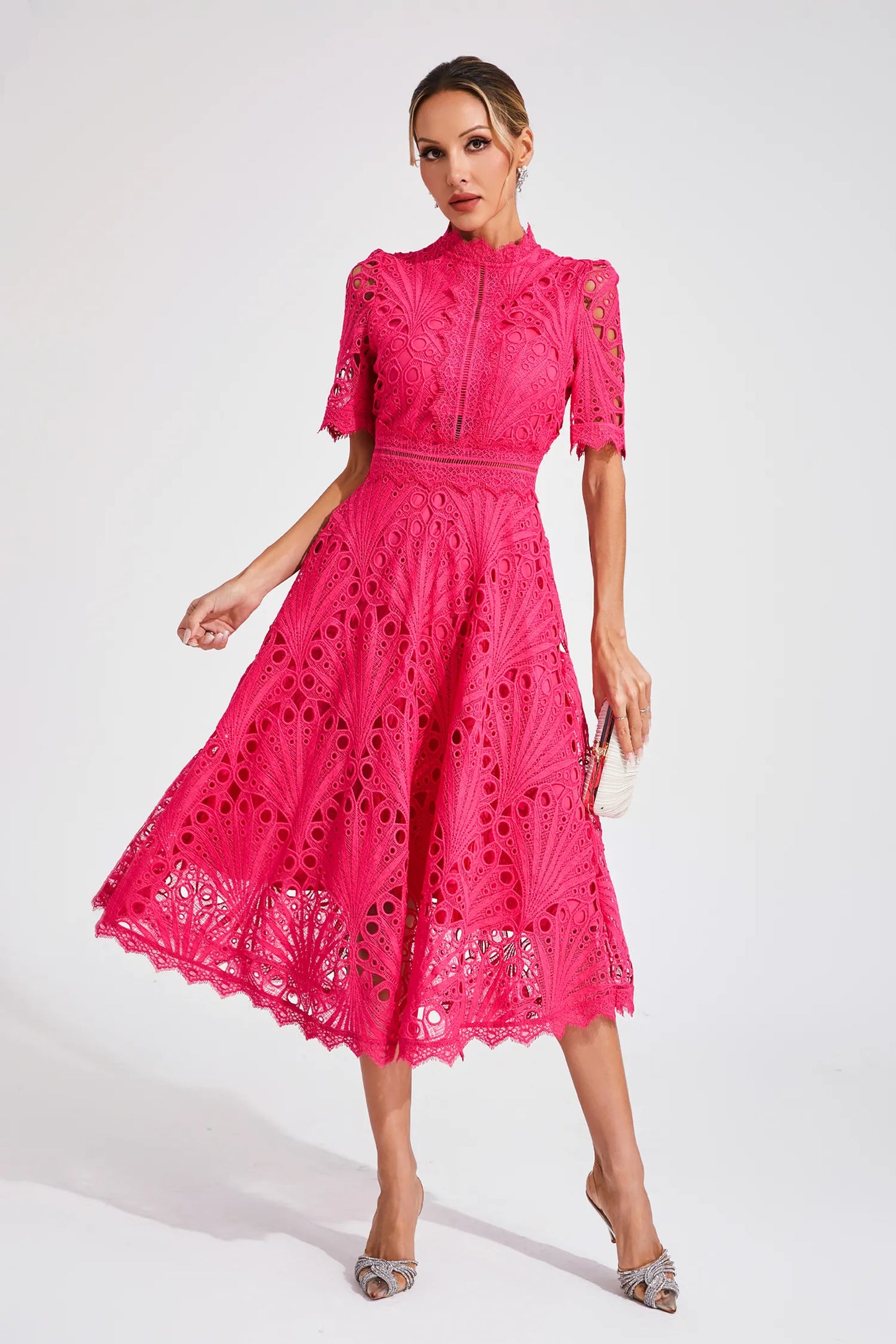 EP | Robe midi élégante en dentelle pour femme