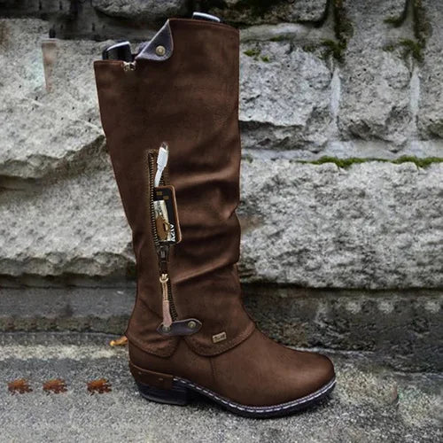 ND | Bottes en cuir à hauteur du genou avec fermeture éclair