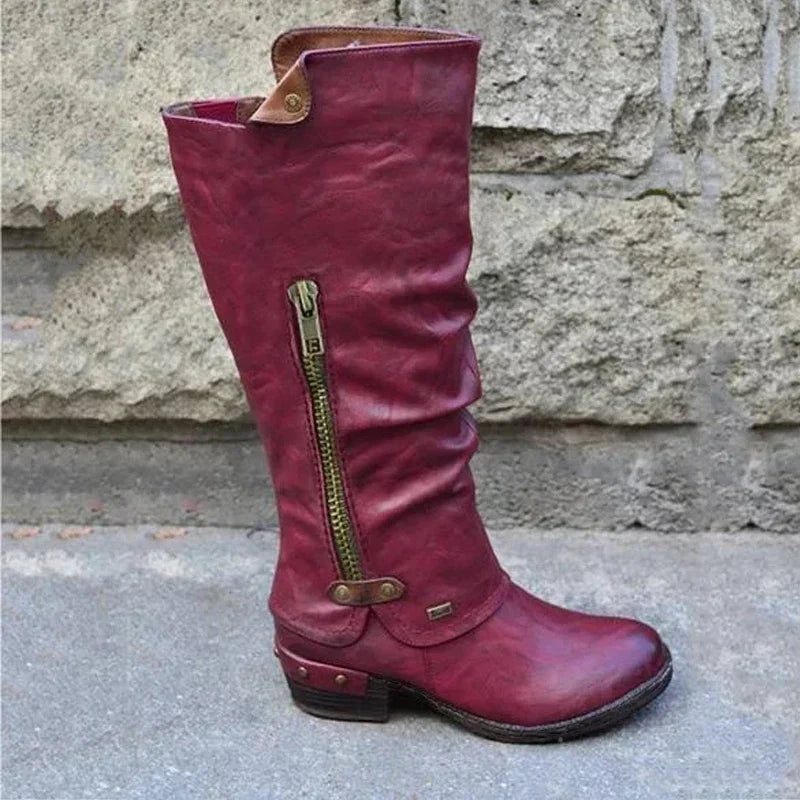 ND | Bottes en cuir à hauteur du genou avec fermeture éclair