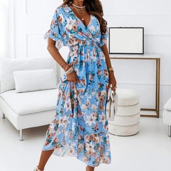 EP | Robe midi avec décolleté en V en ligne A YS10036