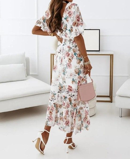 EP | Robe midi avec décolleté en V en ligne A YS10036