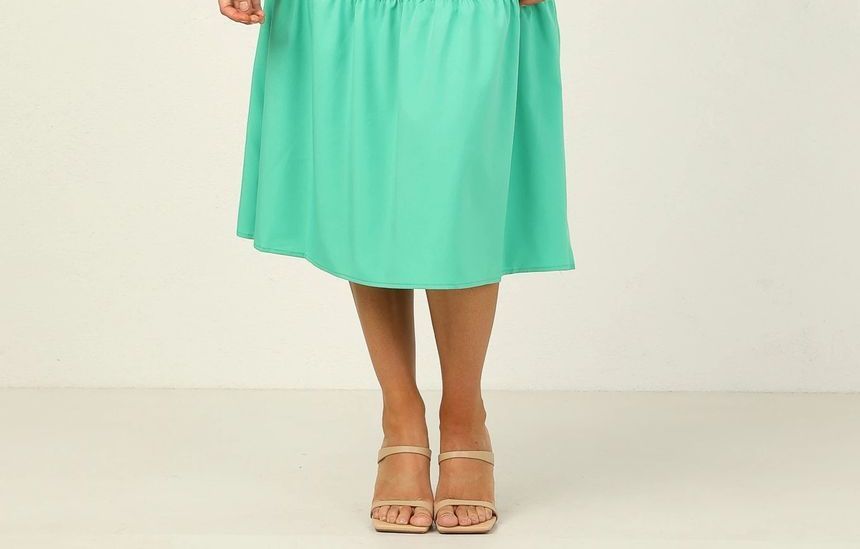 EP | Robe midi à manches bouffantes et dos ouvert en ligne A vb51