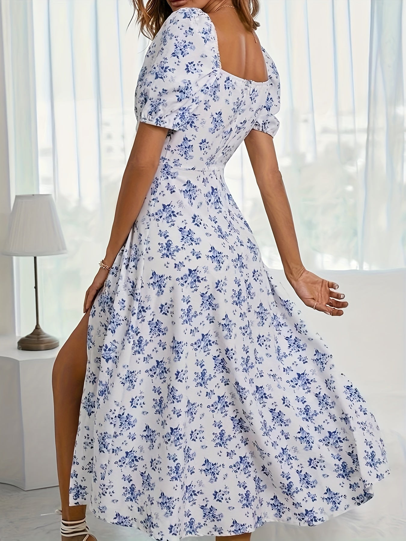 EP | Robes midi pour femmes | Robe midi à manches longues | Robe midi fleurie