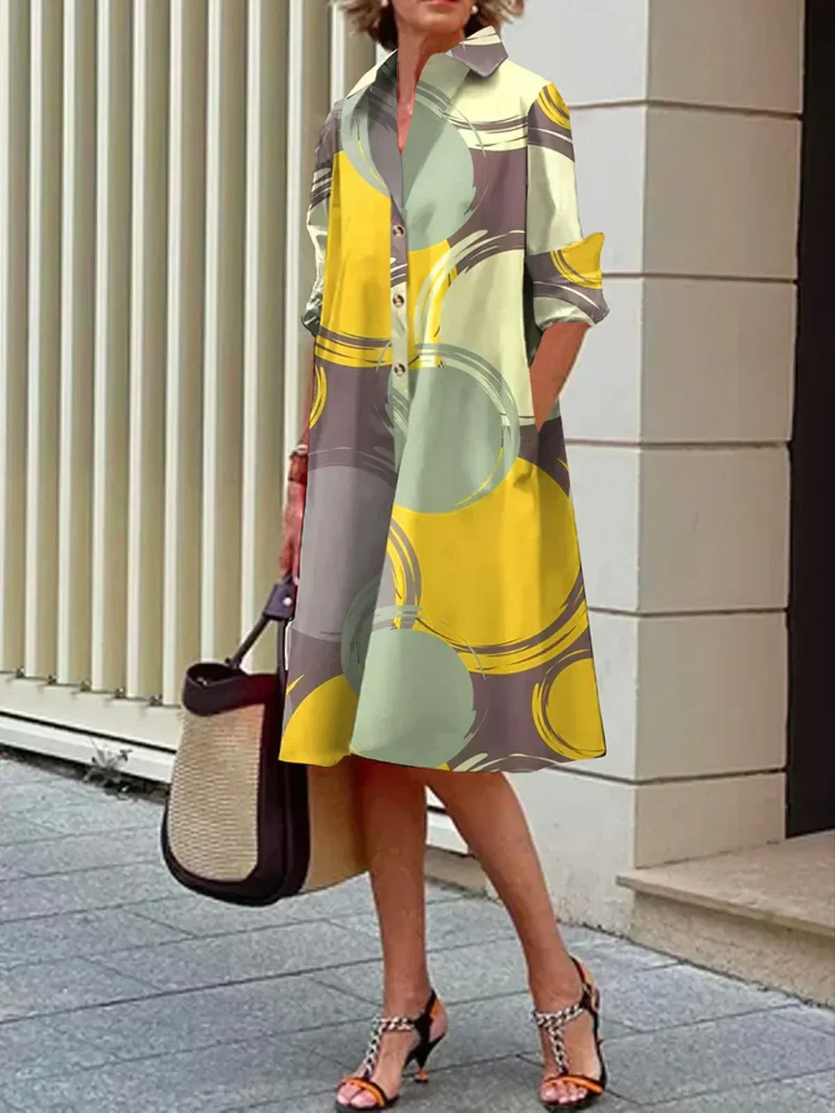EP | Robe chemise à pois urbains abstraits