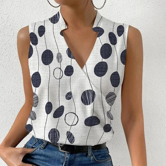 ND | top sans manches avec imprimé floral et décolleté en V
