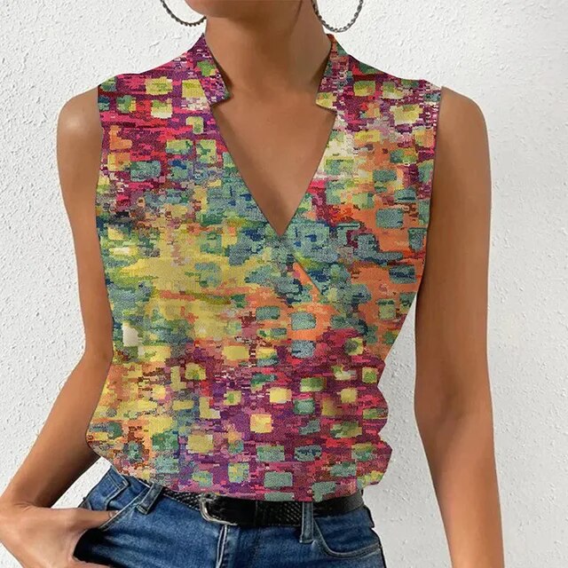ND | top sans manches avec imprimé floral et décolleté en V