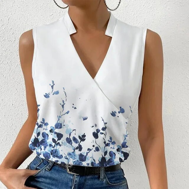 ND | top sans manches avec imprimé floral et décolleté en V