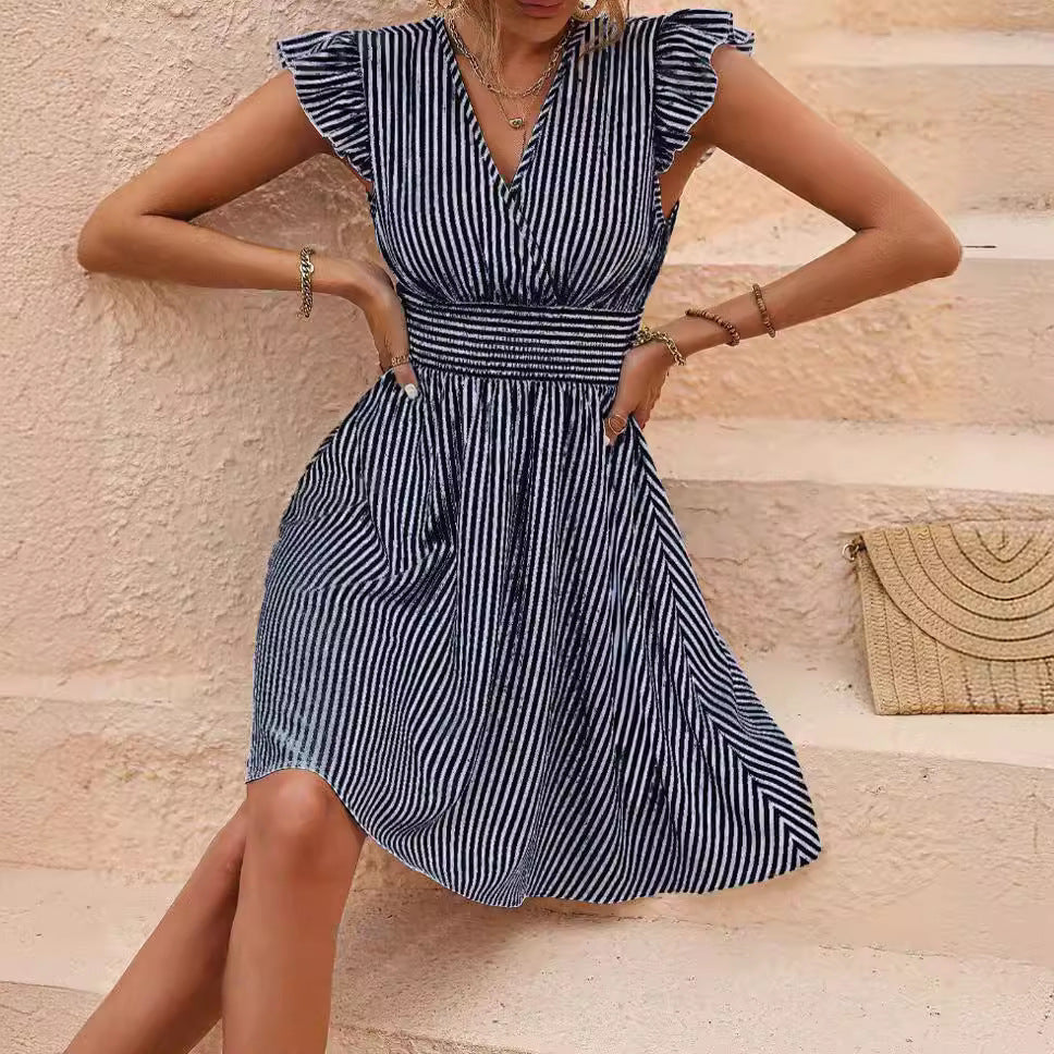 EP | rehaussez votre style estival avec la robe midi chic à rayures de MADISON