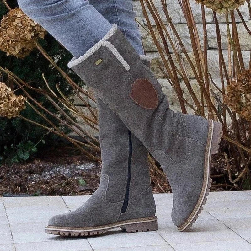 EP | Mode Bottes de neige plates à genou avec fermeture éclair