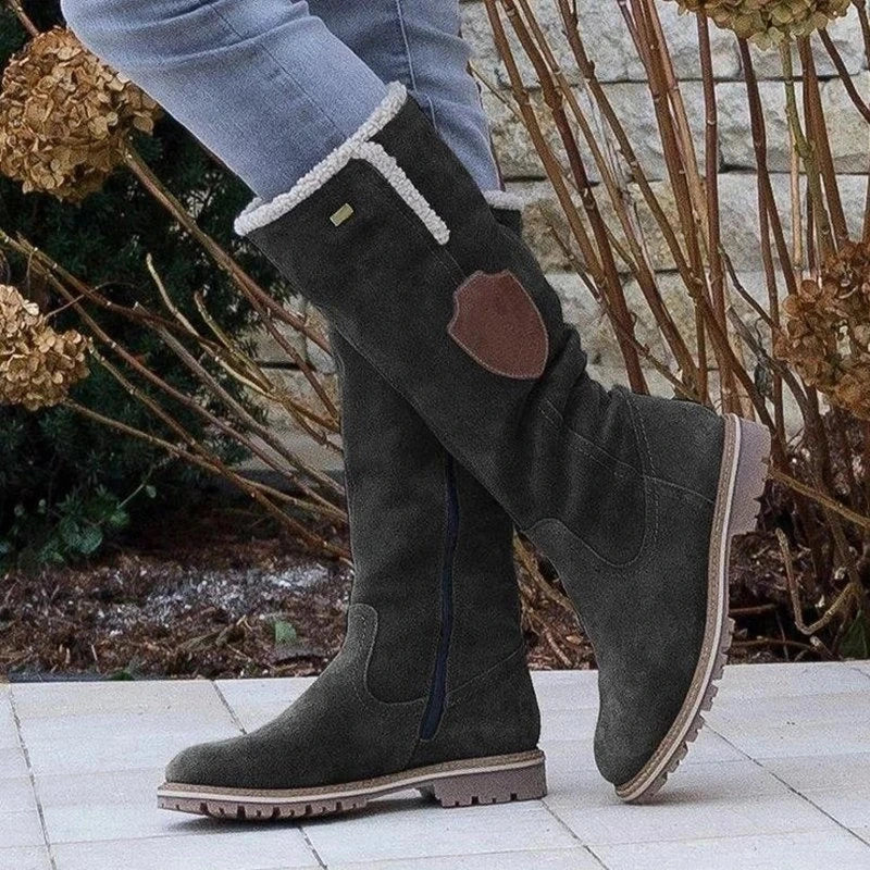 EP | Mode Bottes de neige plates à genou avec fermeture éclair