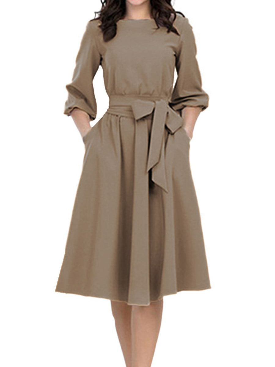 EP | Travail élégant manteau manches longues robe midi