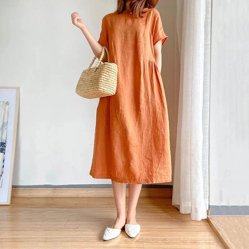 EP | Décolleté O chic décontracté Pull coréen mi-mollet Robe midi printemps