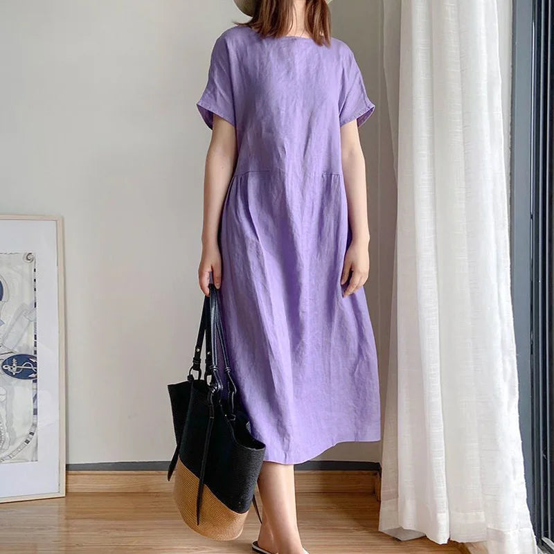EP | Décolleté O chic décontracté Pull coréen mi-mollet Robe midi printemps