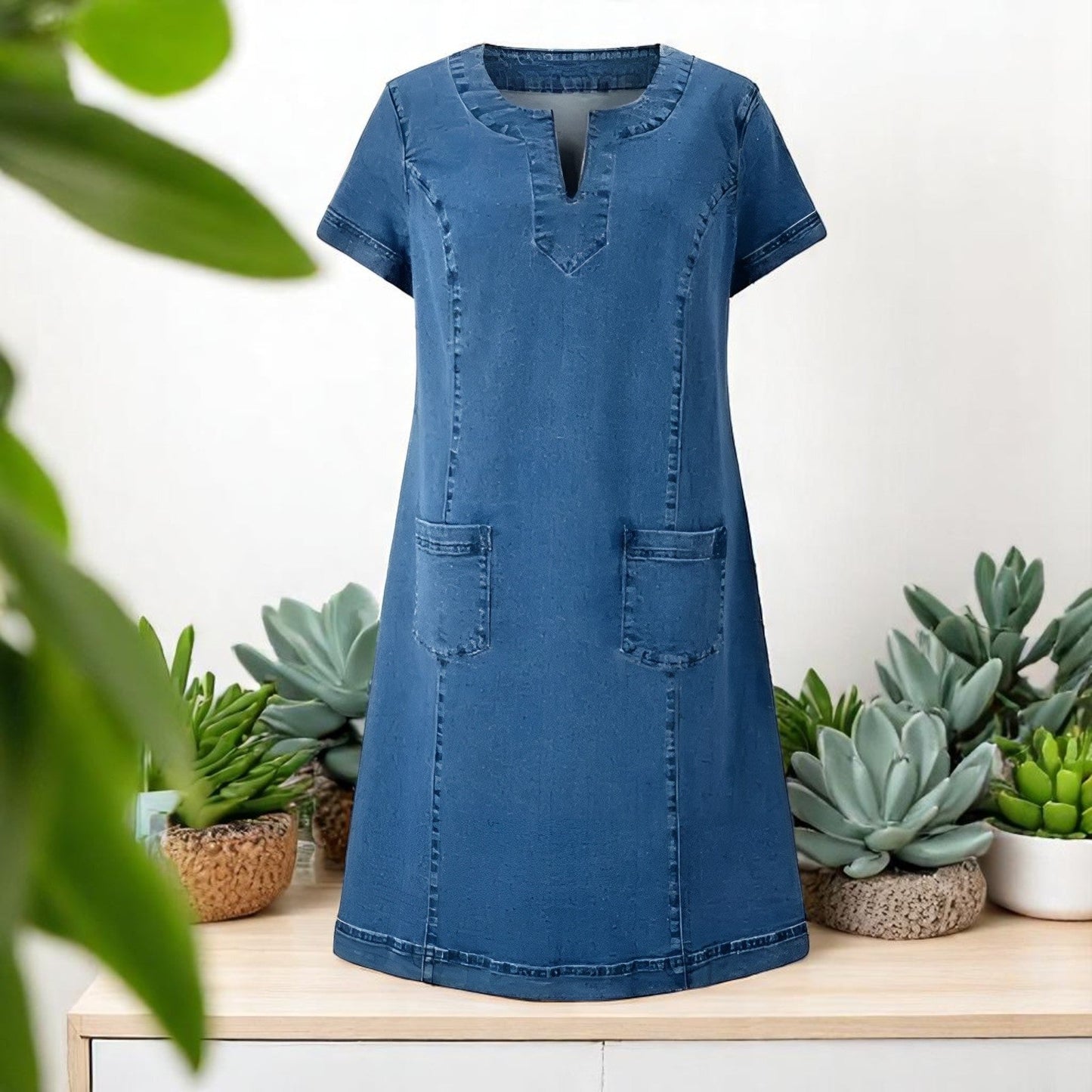EP | Robe midi chic en denim doux pour un style sans effort