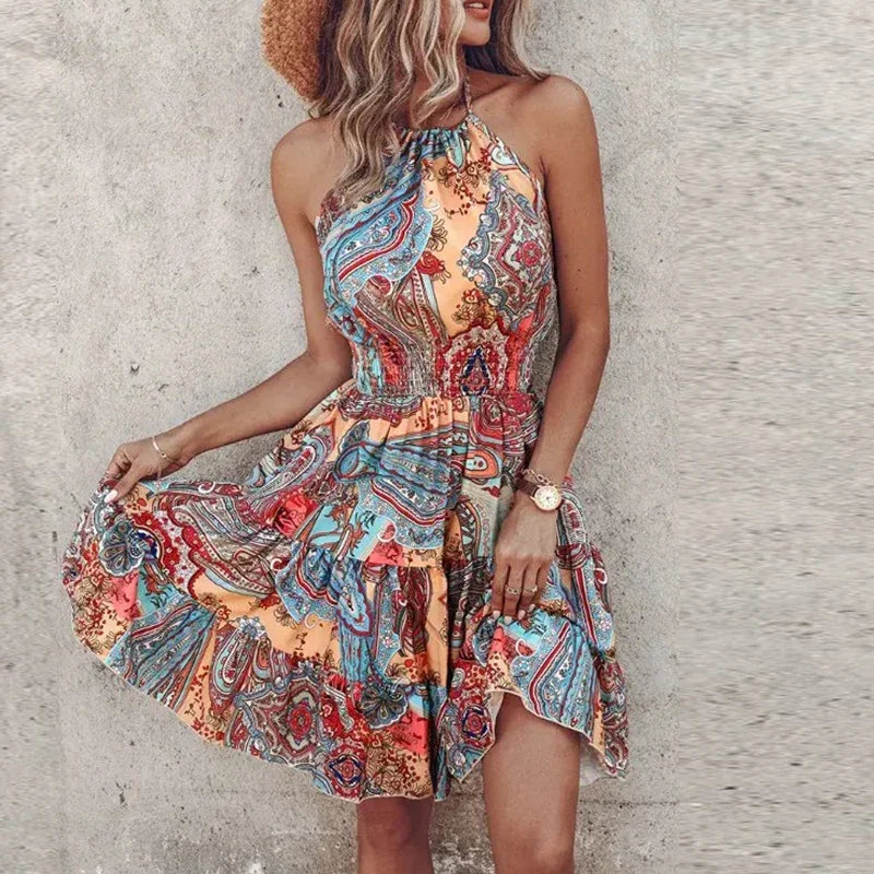EP | Bohème Col V Robe Midi Coloré