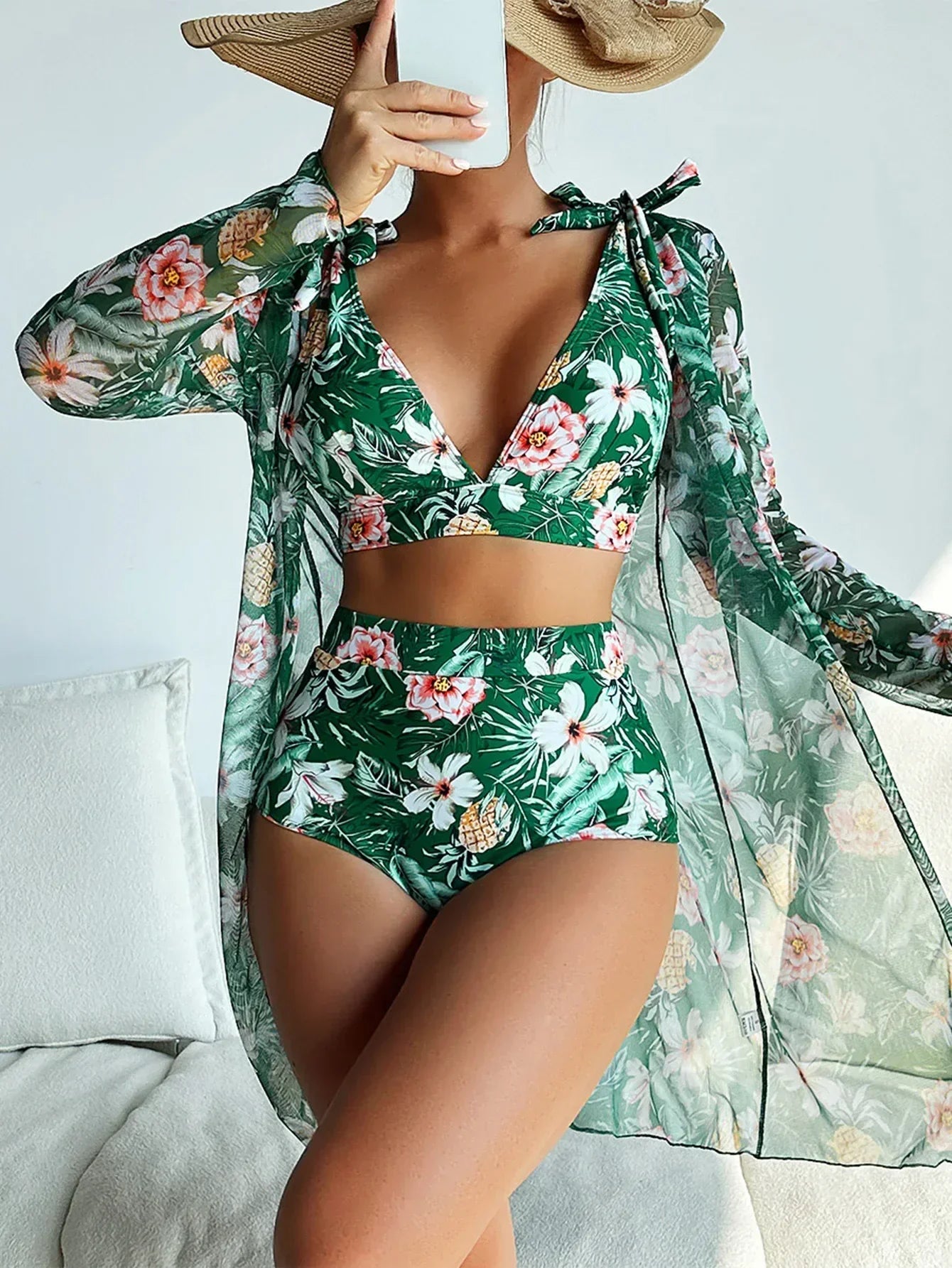 EP | Bikini sexy avec imprimé floral et cache-cœur