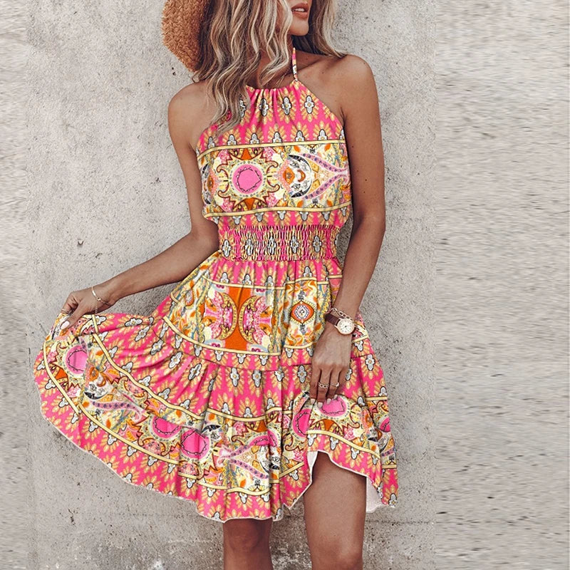 EP | Bohème Col V Robe Midi Coloré