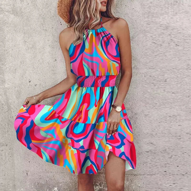 EP | Bohème Col V Robe Midi Coloré