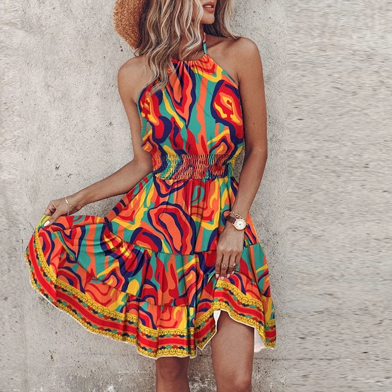 EP | Bohème Col V Robe Midi Coloré