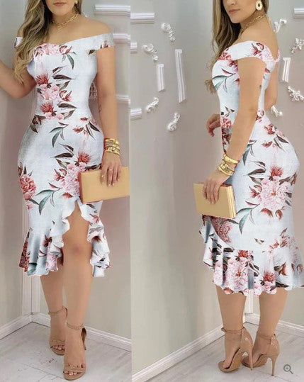 EP | Robe de cocktail brillante, épaules nues