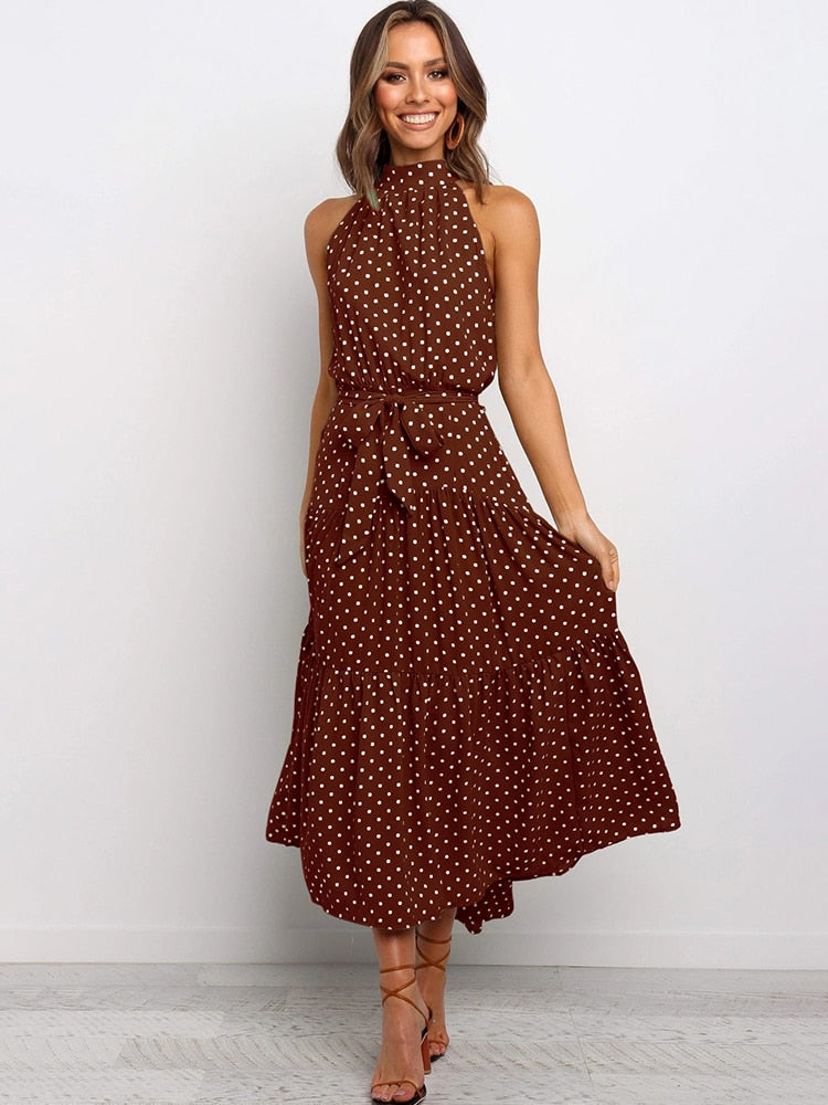 EP | Robe midi sans manches à pois